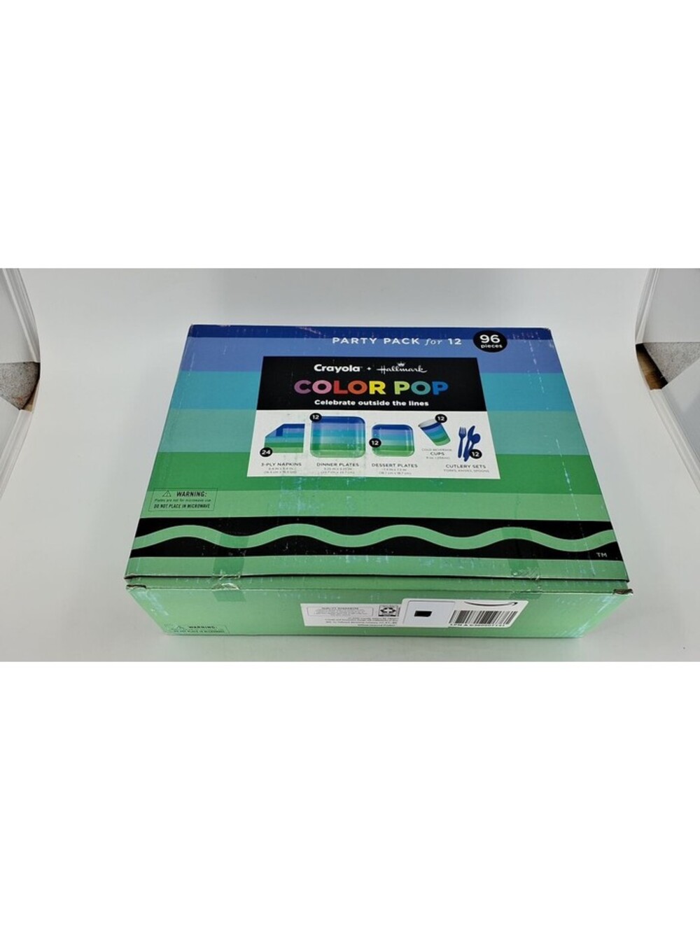 Rainbow Stripe Party Supplies w/ 12 Dinner & Dessert Plates, Cups, Napkins